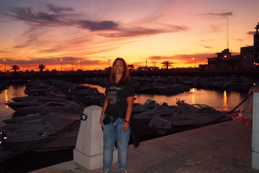 Portugal Algarve: Sonnenuntergang in Faro am Hafen